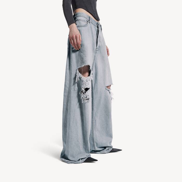 Women's Baggy Pants in Light Blue - Women | Balenciaga United States EN - Image 3