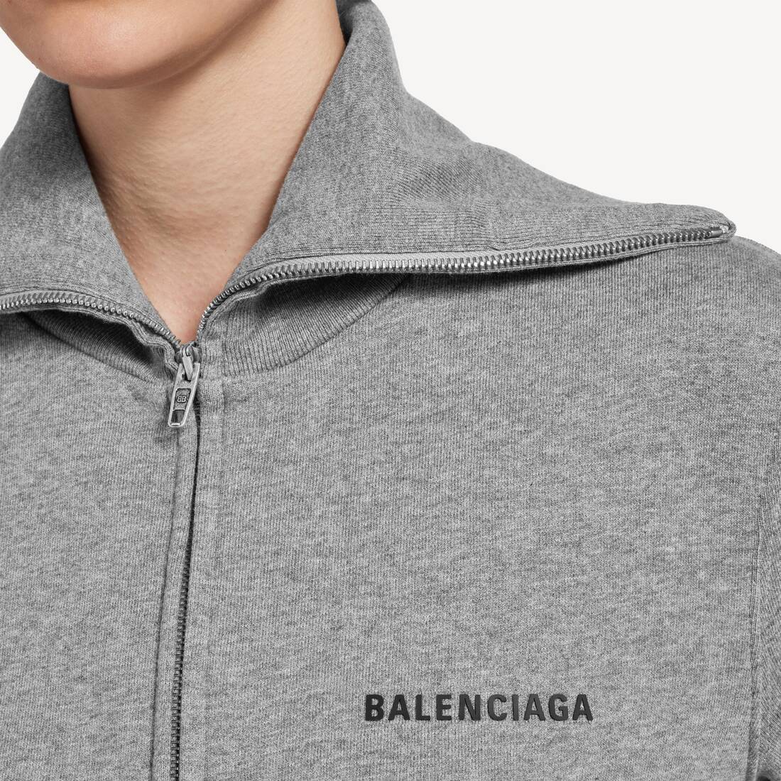 Women's Fitted Zip-up Jacket in Dark Heather Grey | Balenciaga France EN - Image 6