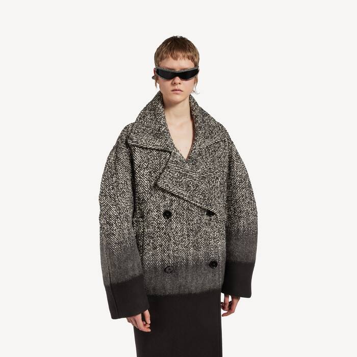 ブラック/ホワイト の ウィメンズ ロング Cocoon コート - ウィメンズ | Balenciaga 日本 JA - Image 3