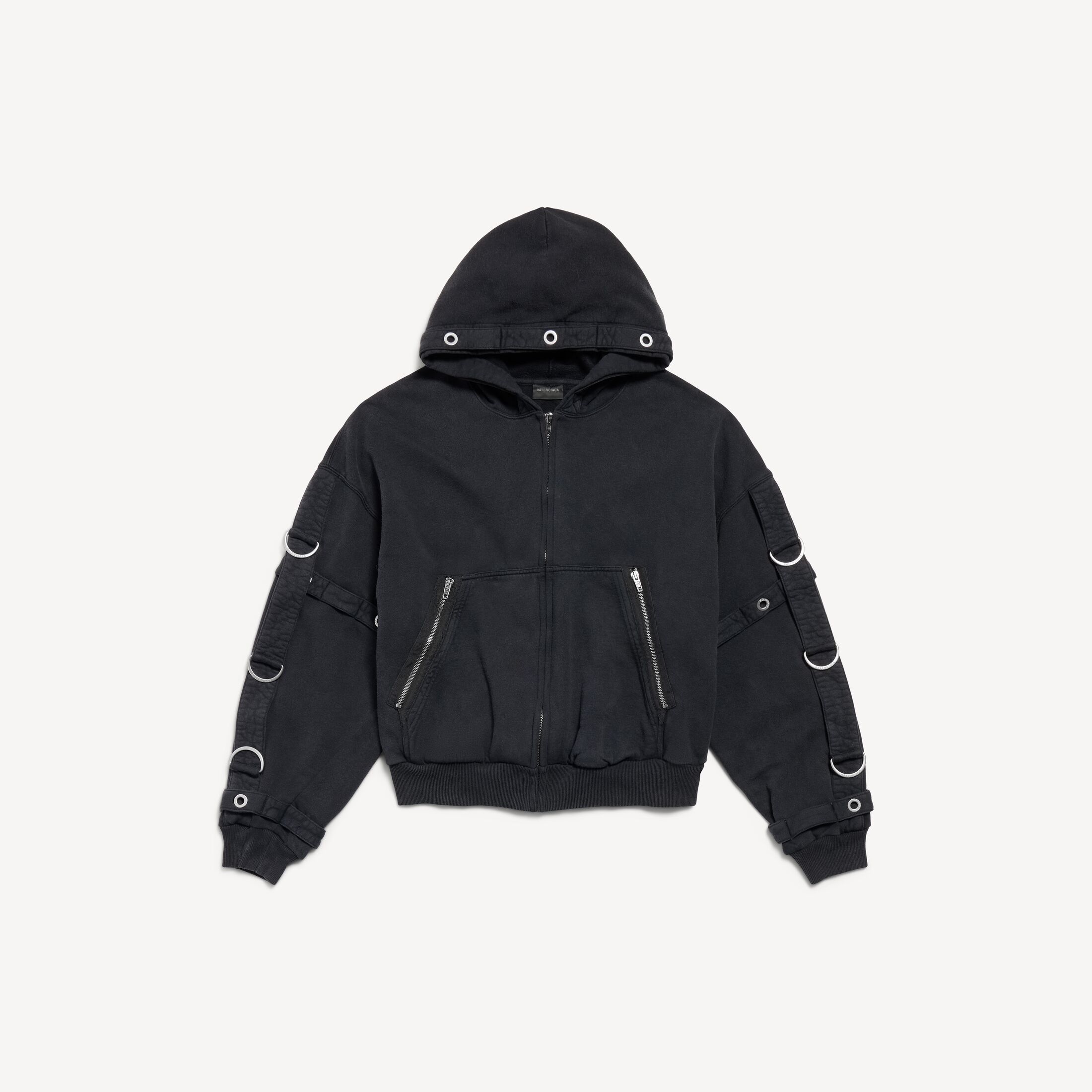 d-ring cargo zip-up hoodie