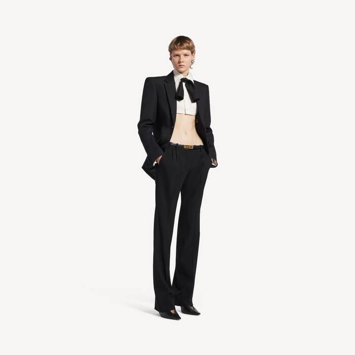 Veste Cocoon &Agrave; Simple Boutonnage pour Femme en Noir - Femme | Balenciaga Monaco FR - Image 3