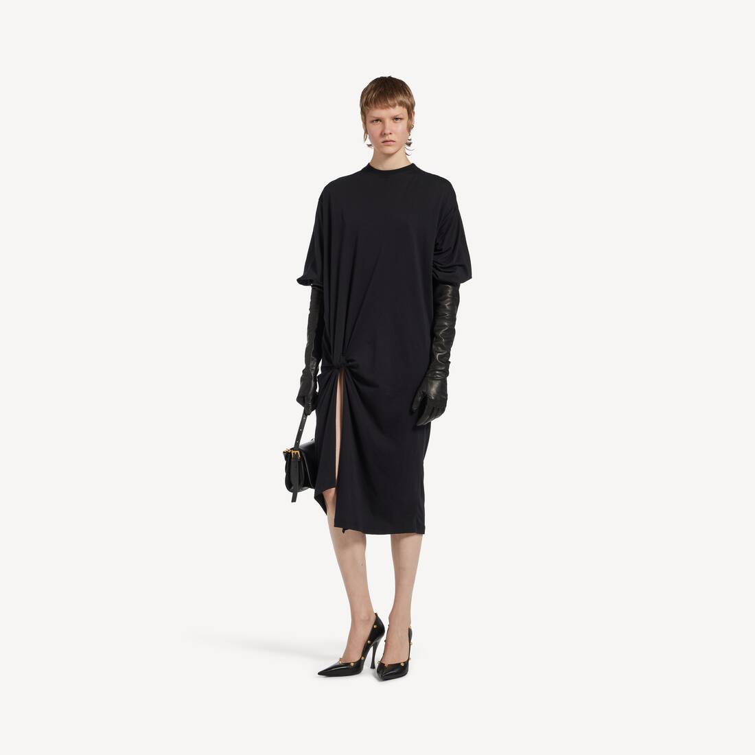 Abito Con Motivo Piega da Donna in Nero | Balenciaga Italia IT - Image 2