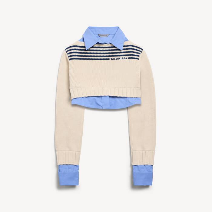 Women's Hybrid Jumper in Navy/white - Women | Balenciaga United States EN - Image 2