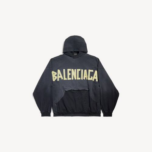 tape type ripped pocket hoodie oversized