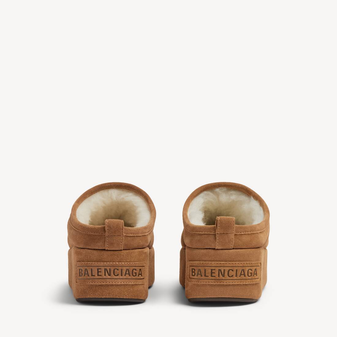 Mule &Agrave; Plateforme Alaska Soft pour Femme en Marron/blanc | Balenciaga France FR - Image 5