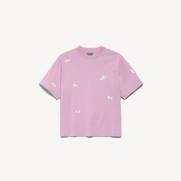 Camiseta 520 Stickers Medium Fit para Mujer en Rosa Antiguo/blanco - Mujer | Balenciaga Espa&ntilde;a ES - Image 1