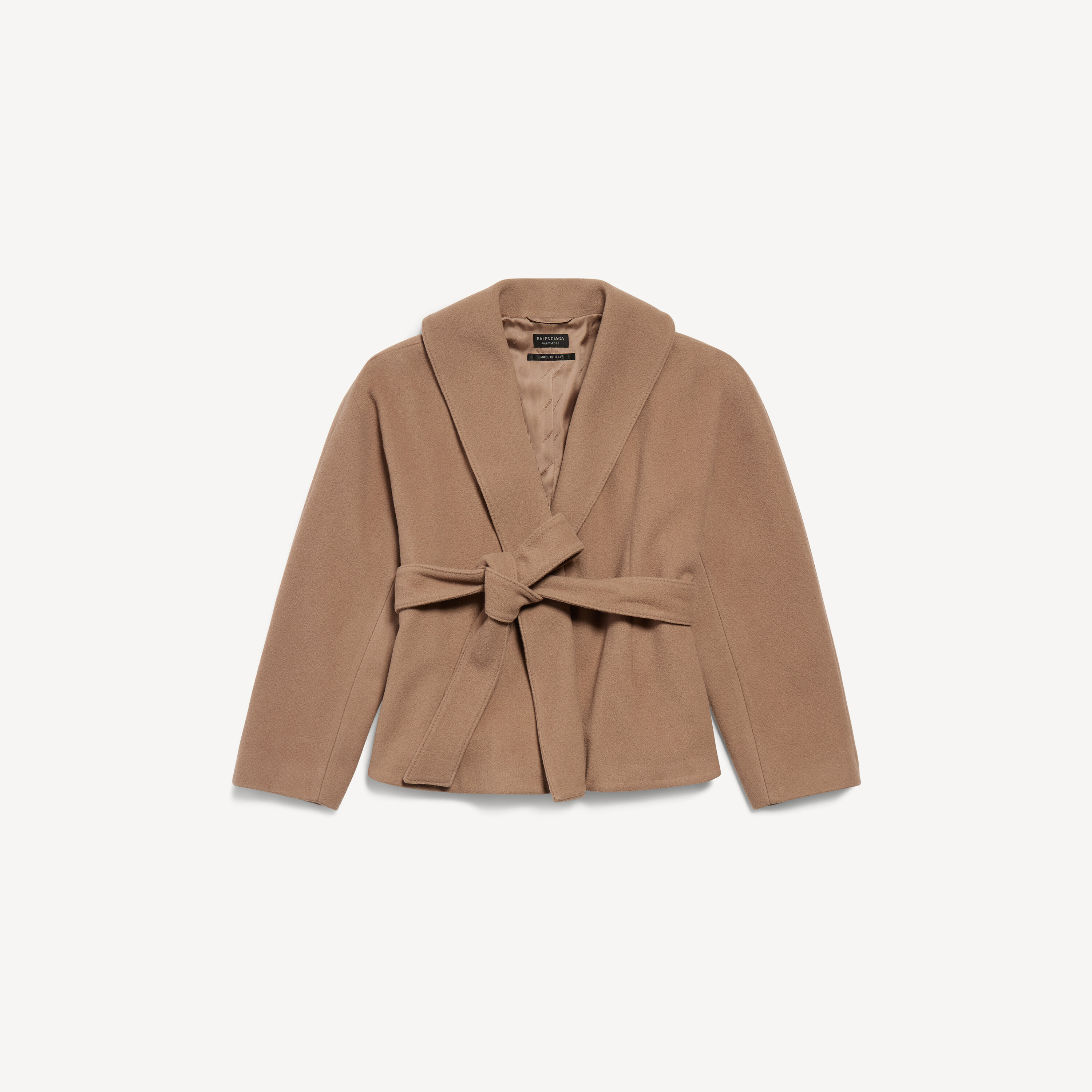 Women's Short Wrap Coat in Camel