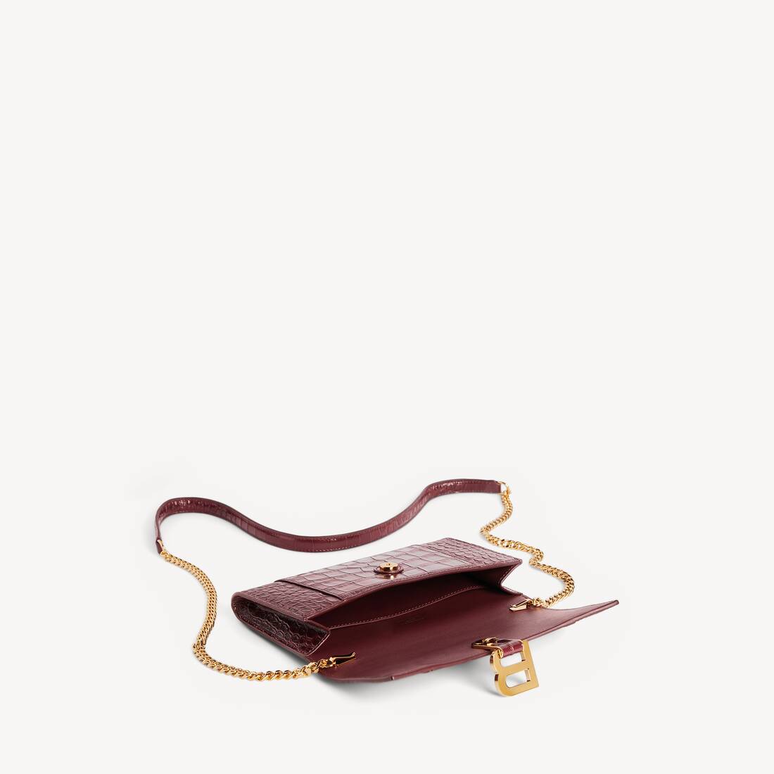 Women's Hourglass Wallet On Chain in Dark Burgundy | Balenciaga Mexico EN - Image 4