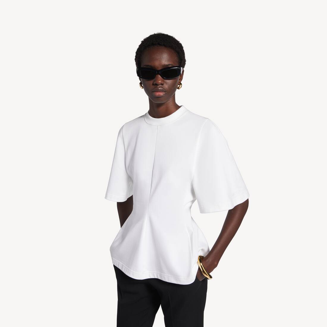 Camiseta Moldeada para Mujer en Blanco | Balenciaga M&eacute;xico ES - Image 5