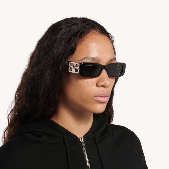 Gafas De Sol Rectangulares Dynasty para Mujer en Negro - Mujer | Balenciaga Espa&ntilde;a ES - Image 3