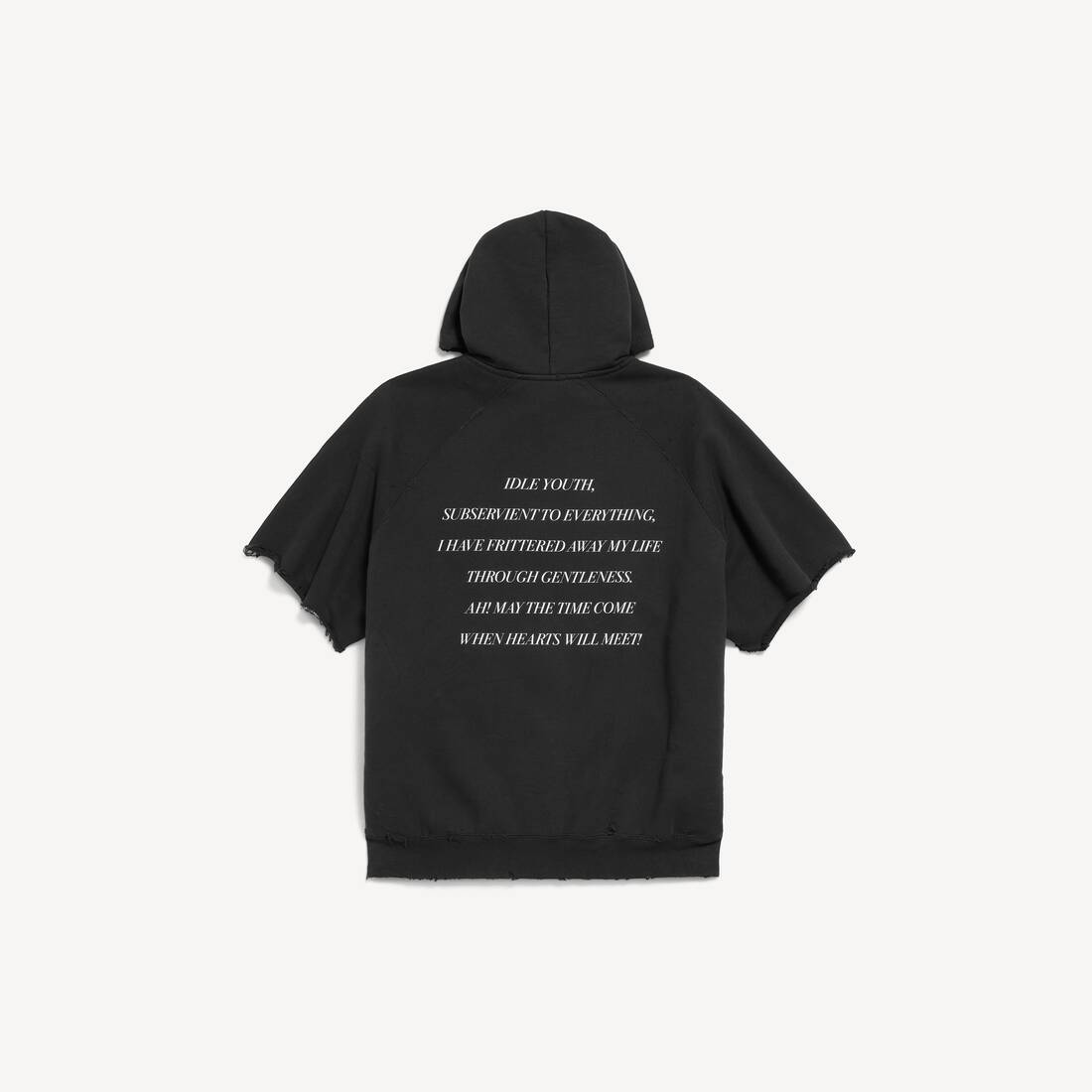 Men's The Song Of The Highest Tower Cut-off Sleeve Hoodie in Black | Balenciaga Australia EN - Image 2
