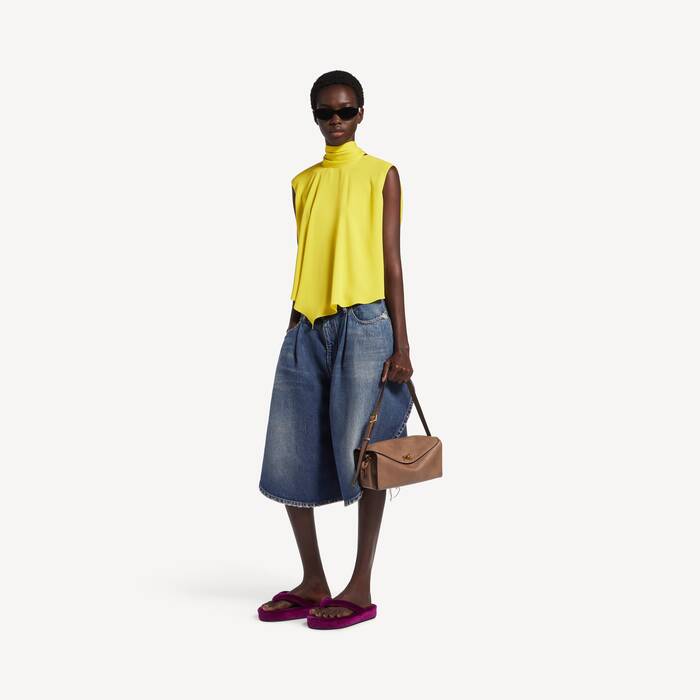 Women's Short Blouse in Yellow - Women | Balenciaga Netherlands EN - Image 3