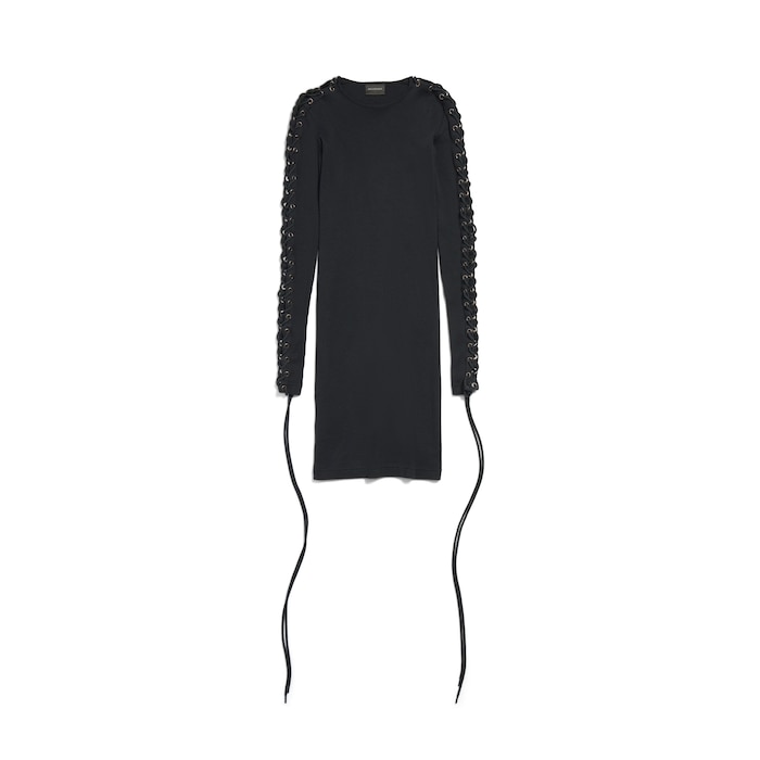lace-up long sleeve dress