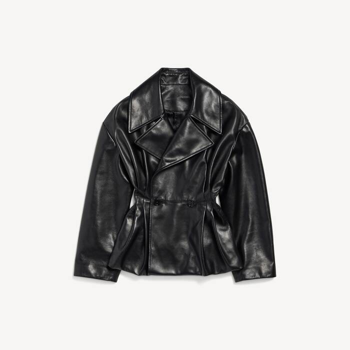 Women's Folded Short Trench in Black - Women | Balenciaga Poland EN - Image 2