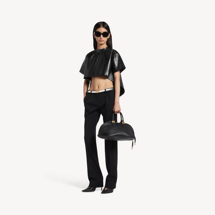 Women's Train Cropped T-shirt in Black - Women | Balenciaga Germany EN - Image 3