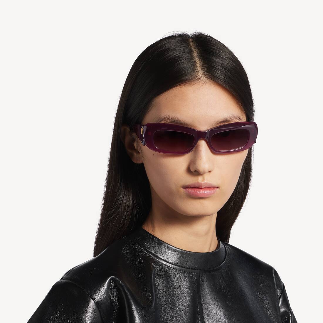Women's Diva Rectangle Sunglasses in Dark Burgundy | Balenciaga Bulgaria EN - Image 6