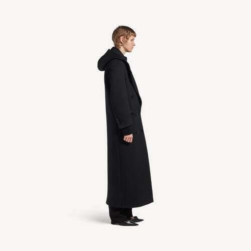 フード付きマキシコート 