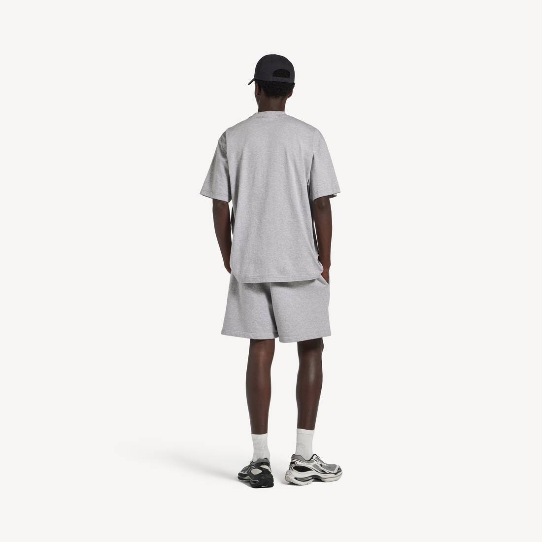 Men's Wet Brush Medium Fit T-shirt in Light Heather Grey | Balenciaga Monaco EN - Image 4