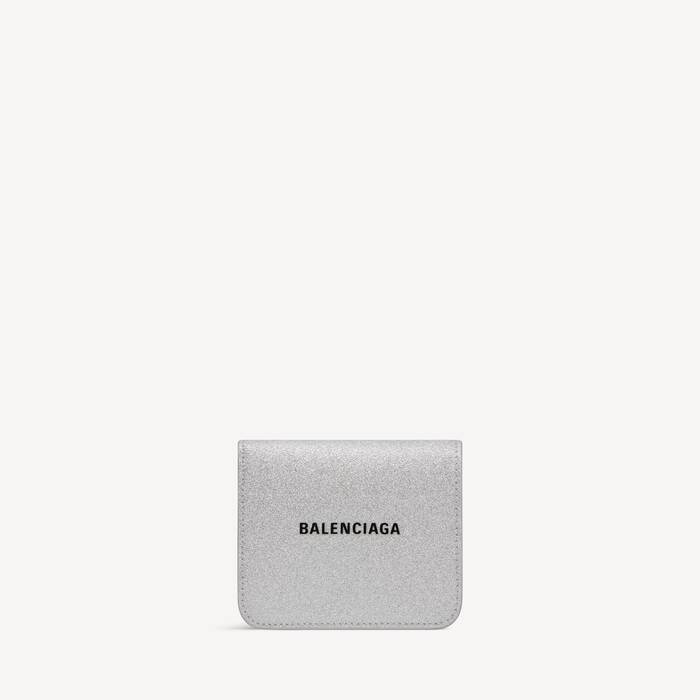 Women's Cash Flap Coin And Card Holder Sparkling Fabric in Silver - Women | Balenciaga Netherlands EN - Image 1