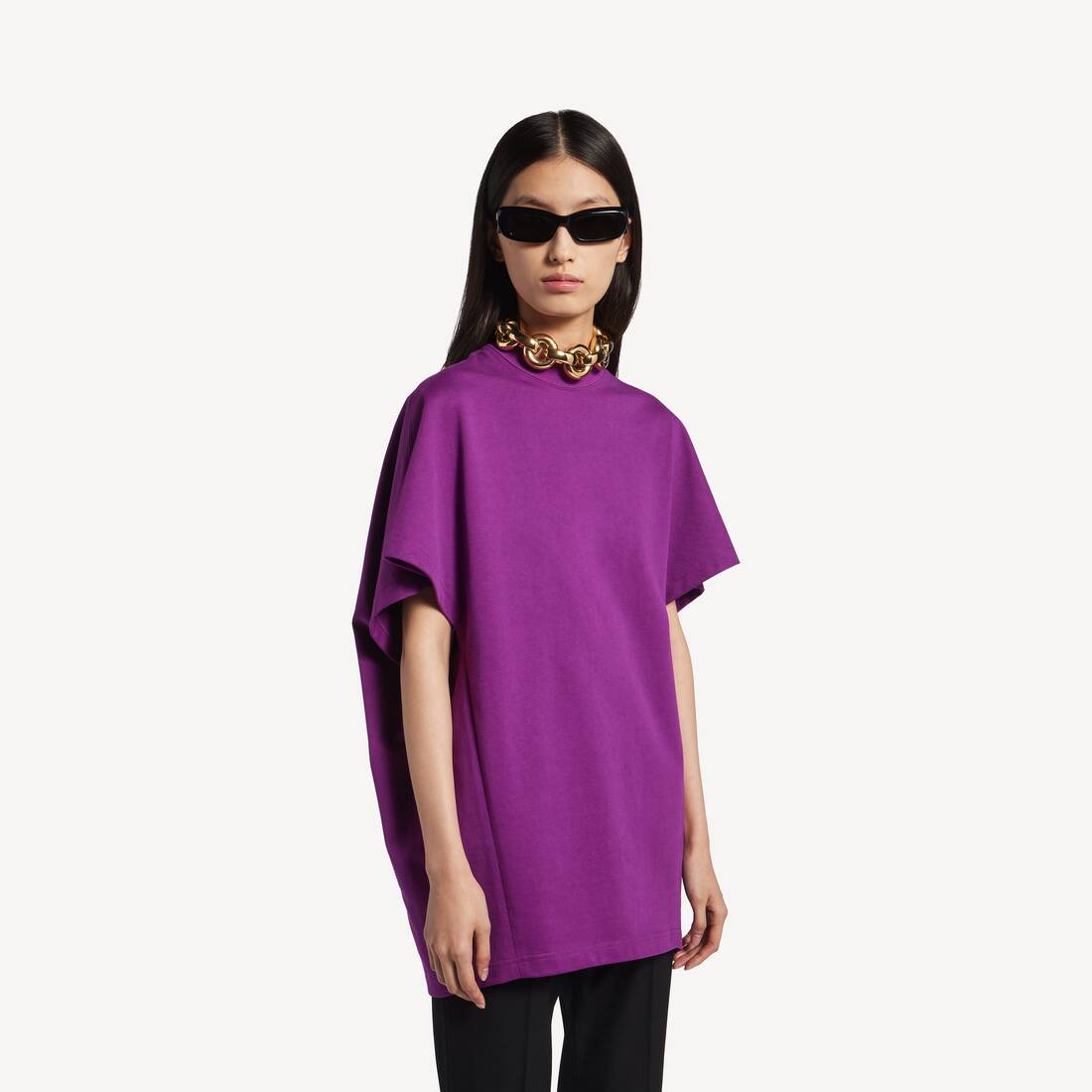 Strukturiertes T-shirt  f&uuml;r Damen in Violett | Balenciaga Deutschland DE - Image 5