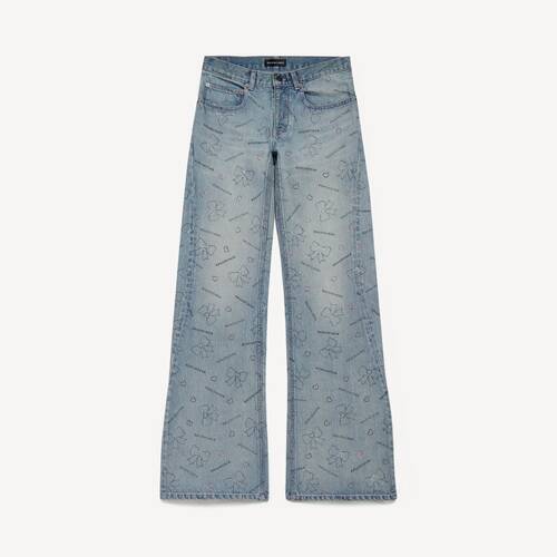 handrawn bows denim pants