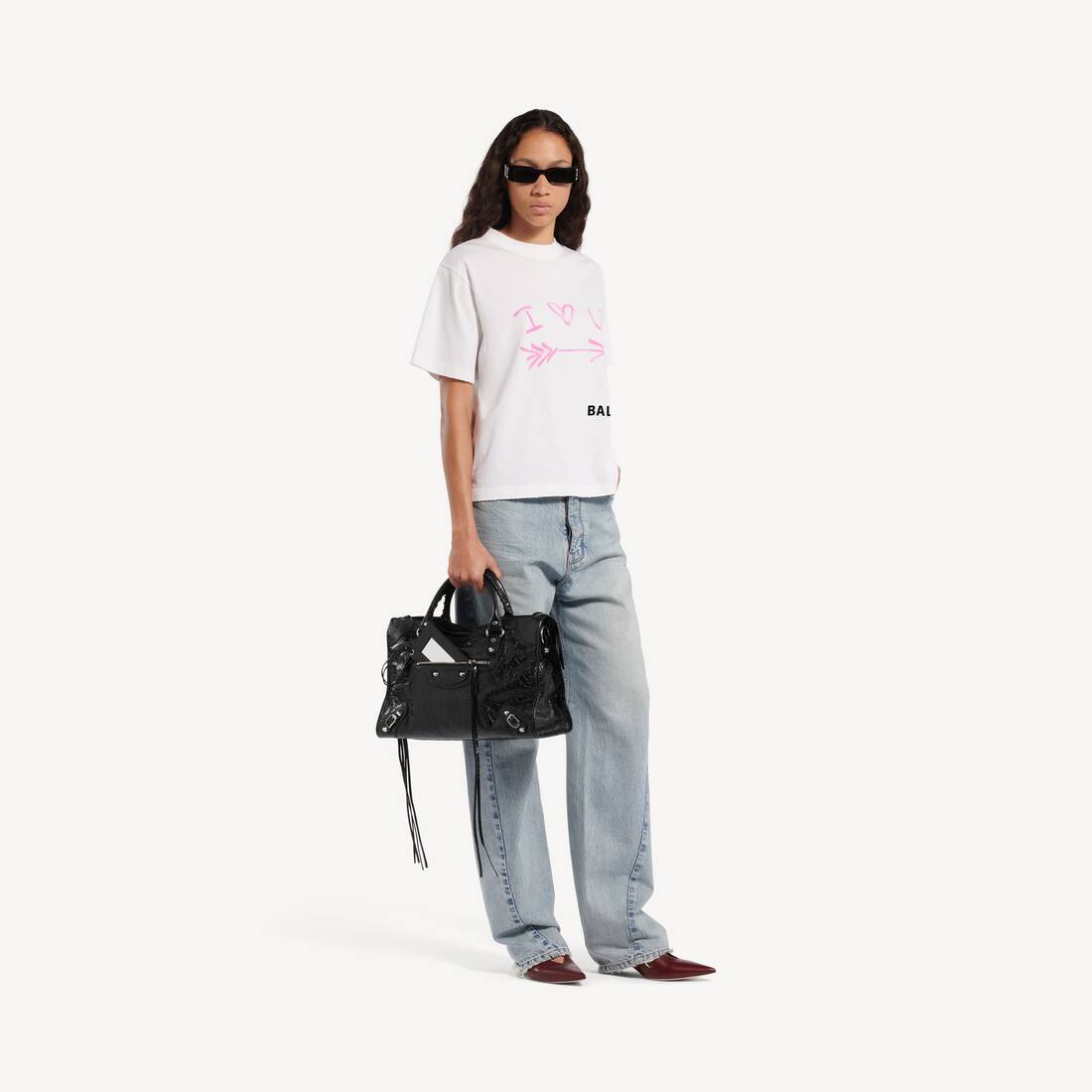 T-shirt I<3 U Fit Medium pour Femme en Blanc | Balenciaga Belgique FR - Image 2