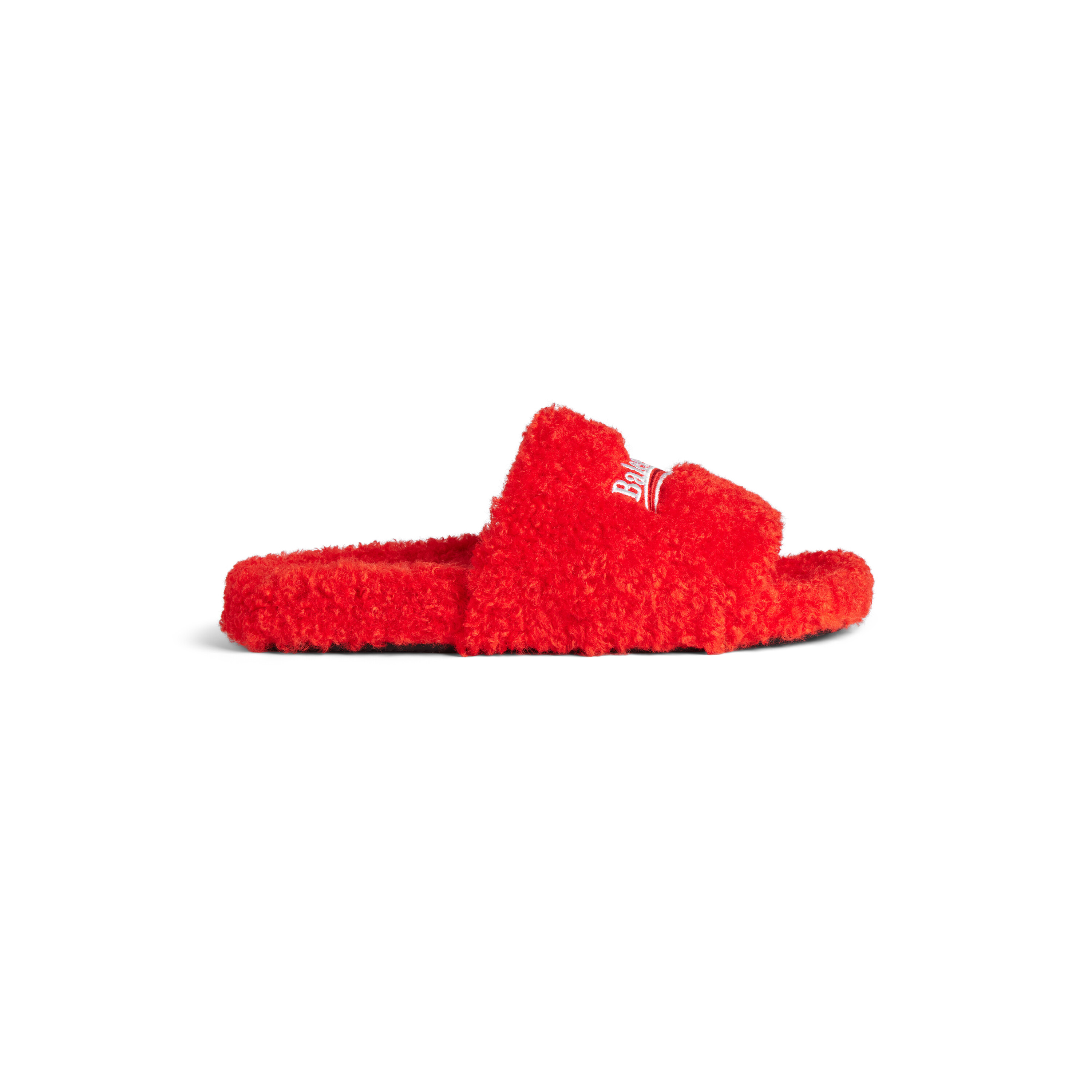 バレンシアガ　FURRY SLIDE サンダル Men's Furry Slide Sandal in Pop Orange/white/red | Balenciaga US