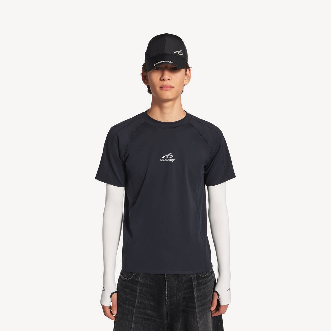Men's Techwear Long Sleeve T-shirt in Navy/white | Balenciaga Norway EN - Image 5