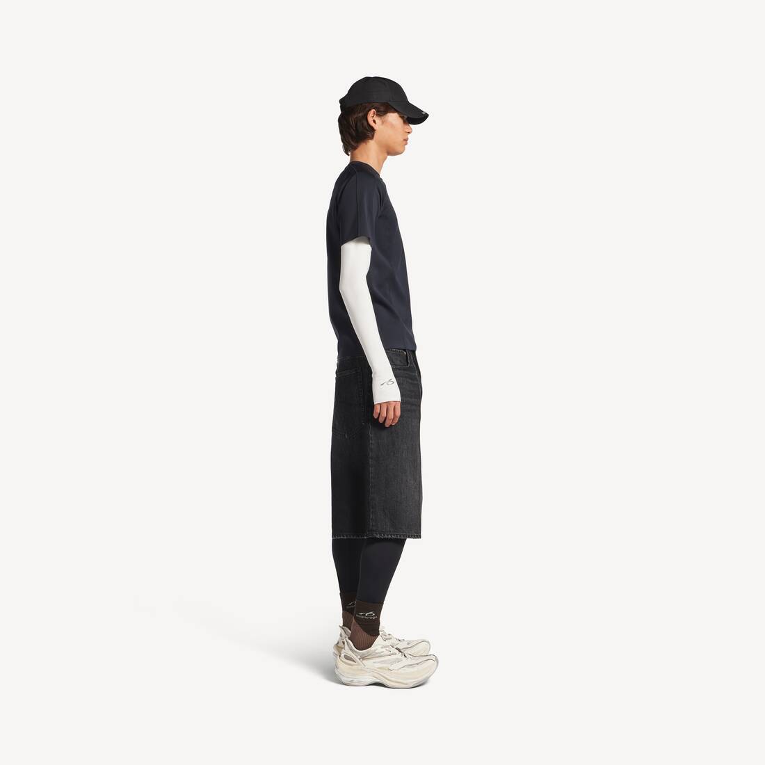 Men's Techwear Long Sleeve T-shirt in Navy/white | Balenciaga Norway EN - Image 3