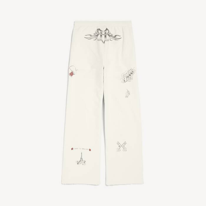 Uomo's Pantaloni Da Jogging Baggy Tattoo in Crema - Uomo | Balenciaga Italia IT - Image 2