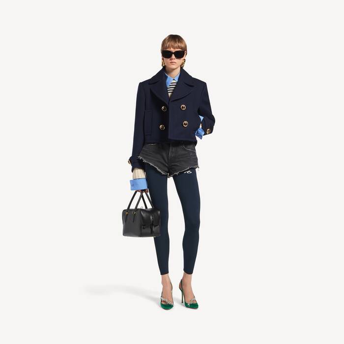 Women's Cropped Peacoat in Navy - Women | Balenciaga Canada EN - Image 3