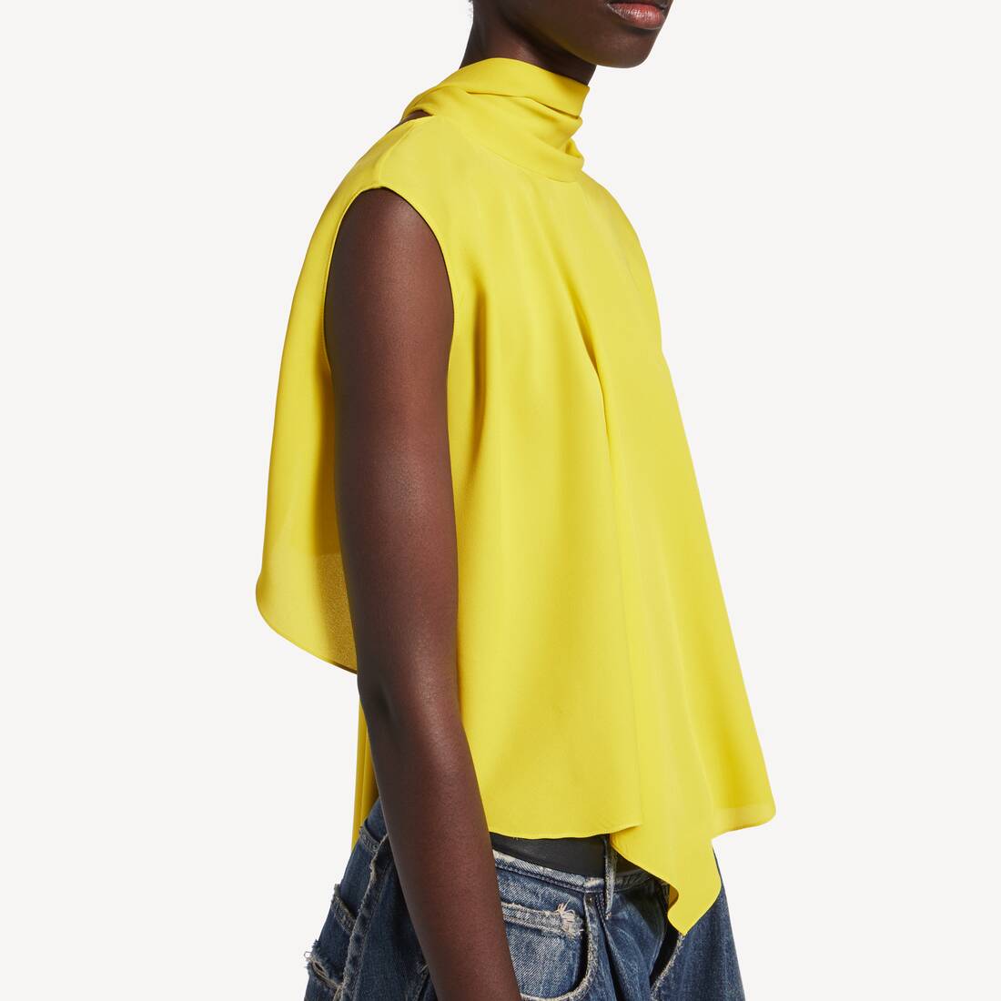 Women's Short Blouse in Yellow | Balenciaga Netherlands EN - Image 6