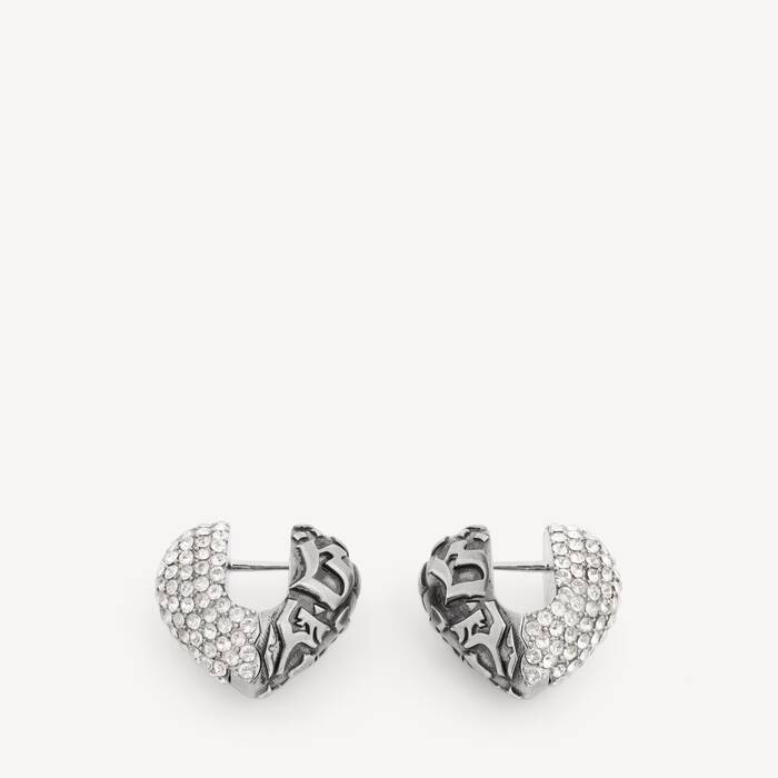 Women's Midnight Xs Earrings in Silver - Women | Balenciaga Hong Kong SAR EN - Image 1