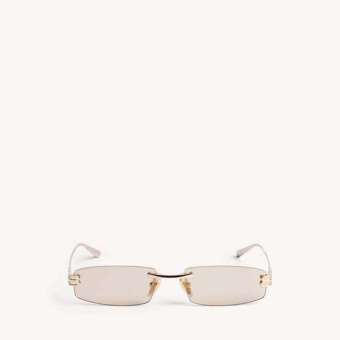 Femme's Lunettes De Soleil Rectangles S Gossip in Or Clair/marron - Femme | Balenciaga Canada FR - Image 1