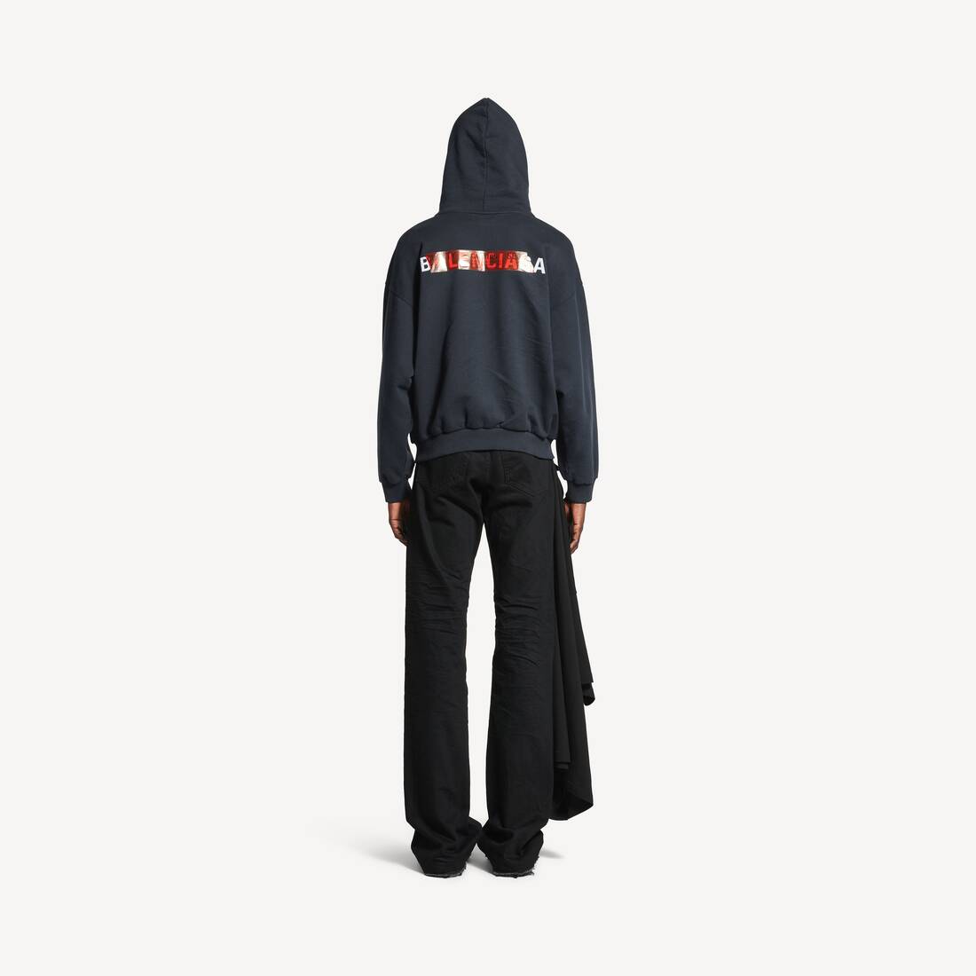Hoodie Taped Balenciaga Back Fit Medium pour Homme en Noir D&eacute;lav&eacute; | Balenciaga Luxembourg FR - Image 4