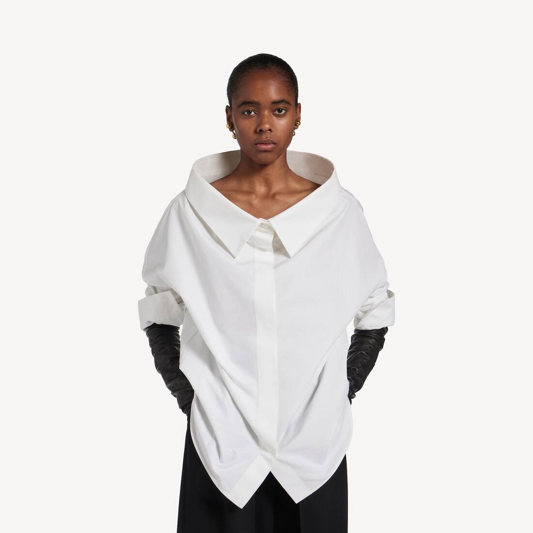 Chemise Stola Oversize  pour Femme en Blanc | Balenciaga Belgique FR - Image 5