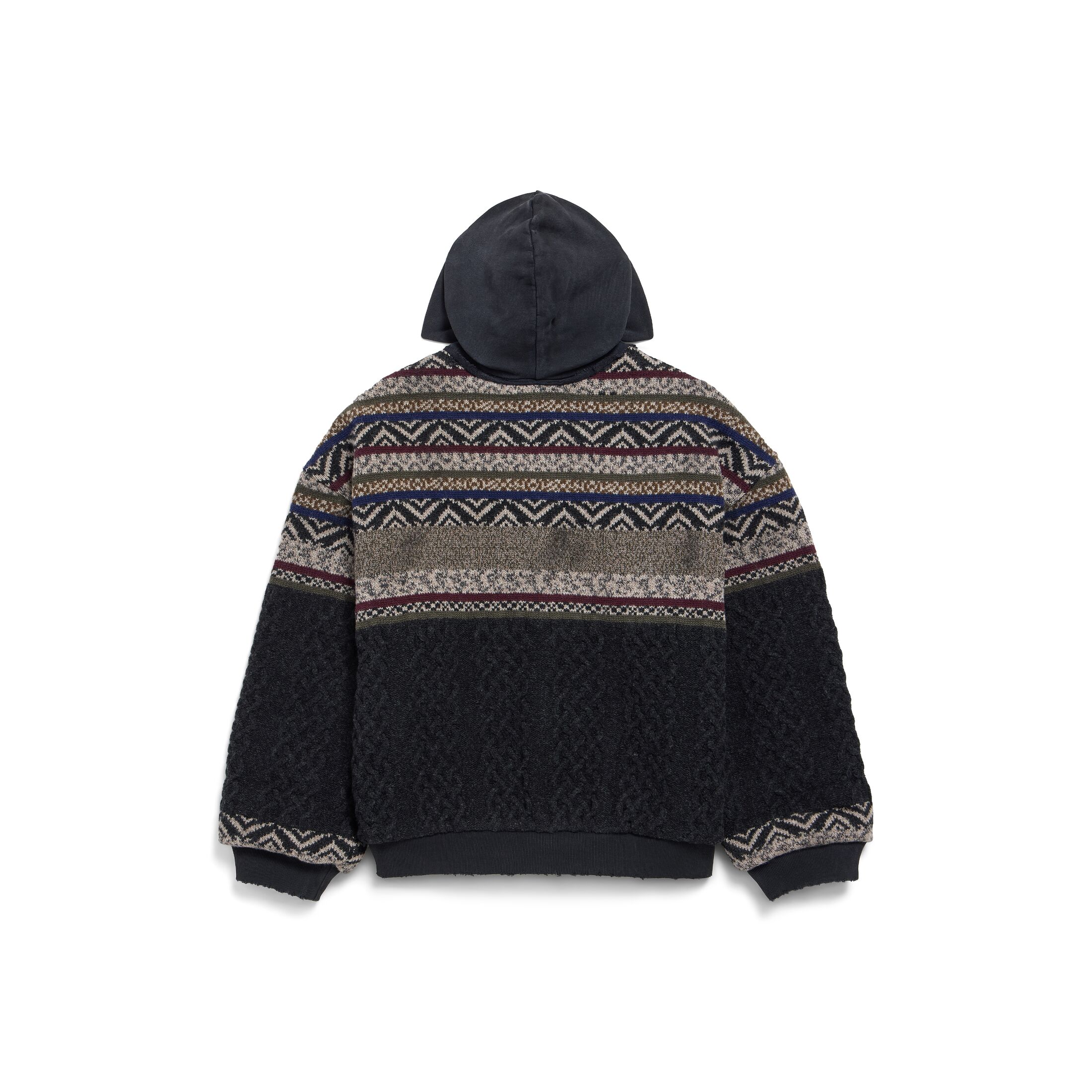 patched zip-up sweater