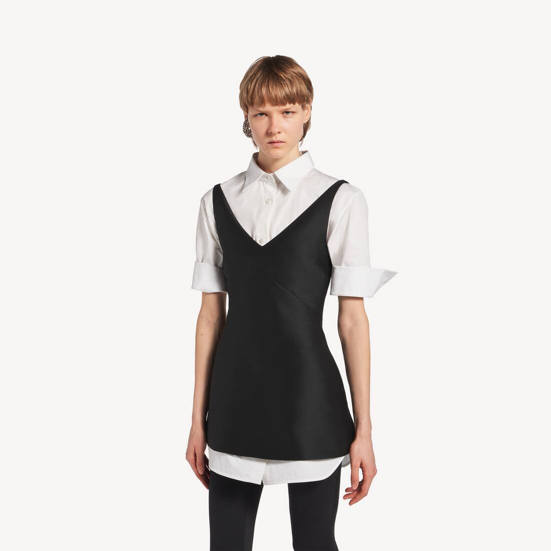 Women's Hybrid Shirt Dress in Black | Balenciaga Australia EN - Image 5