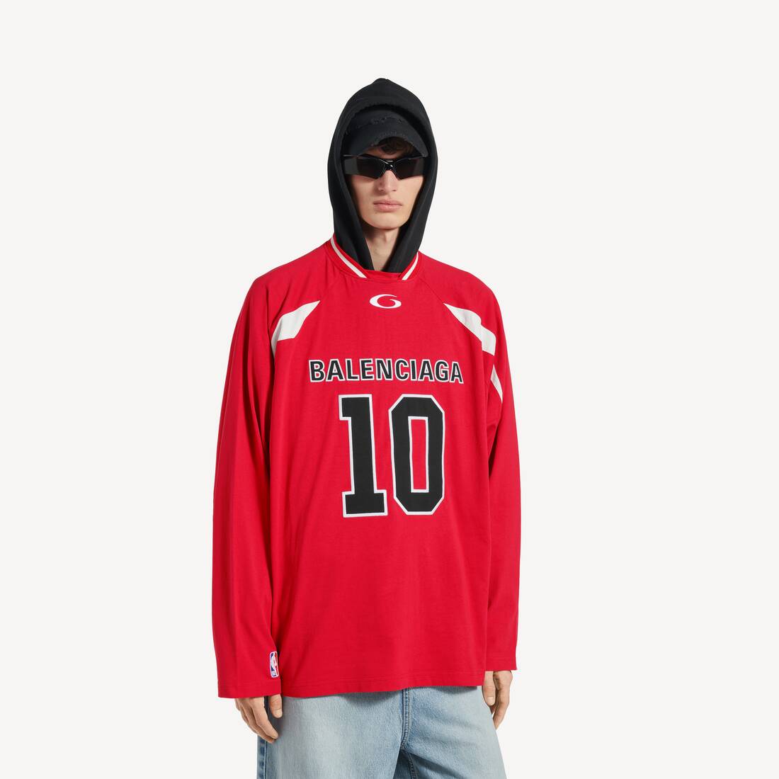 Men's Balenciaga | Nba Collaboration Oversized Long Sleeve T-shirt in Red/multicolor | Balenciaga United States EN - Image 5