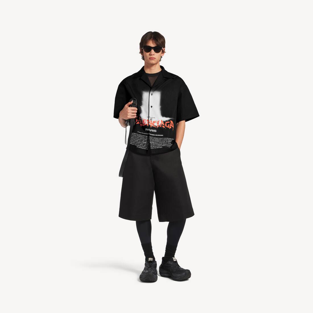 Chemise Bowling &Agrave; Manches Courtes The Door pour Homme en Noir | Balenciaga Belgique FR - Image 2