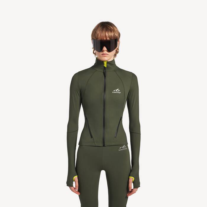 Women's Techwear Fitted Zip-up Top in Khaki/lime - Women | Balenciaga United States EN - Image 1