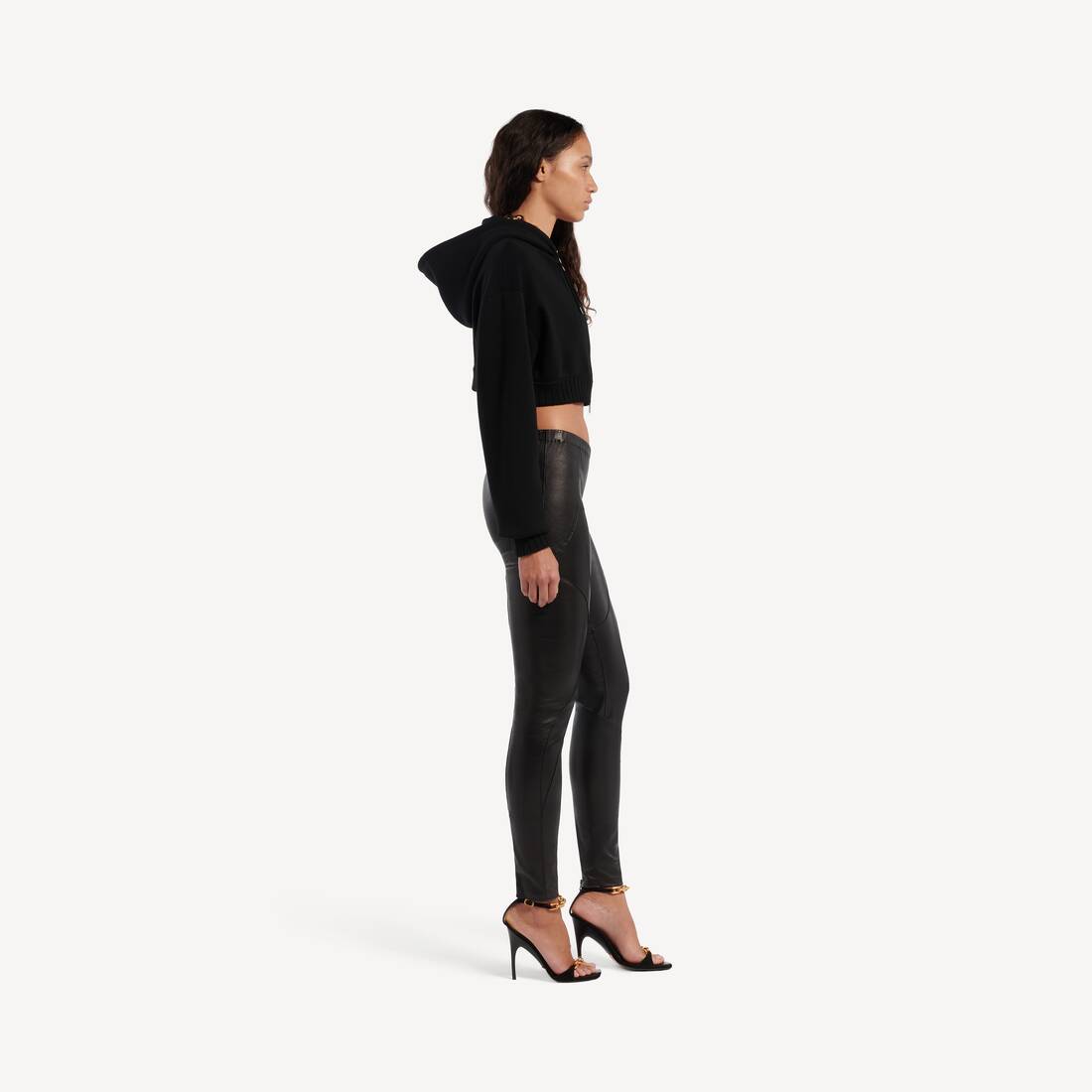 Techwear Crop-zip-hoodie f&uuml;r Damen in Schwarz | Balenciaga Deutschland DE - Image 3