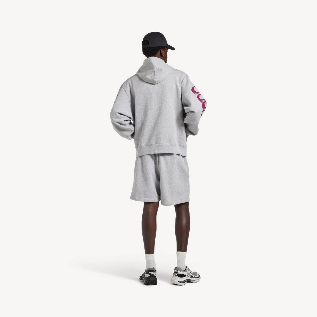 Men's Wet Brush Oversized Zip-up Hoodie in Light Heather Grey | Balenciaga Denmark EN - Image 3