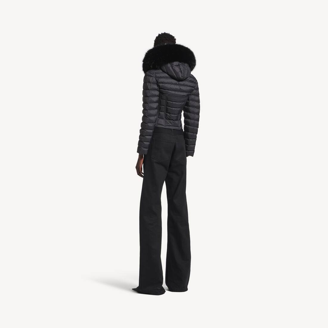 Women's Hooded Corseted Puffer in Black | Balenciaga Republic Of Korea EN - Image 4