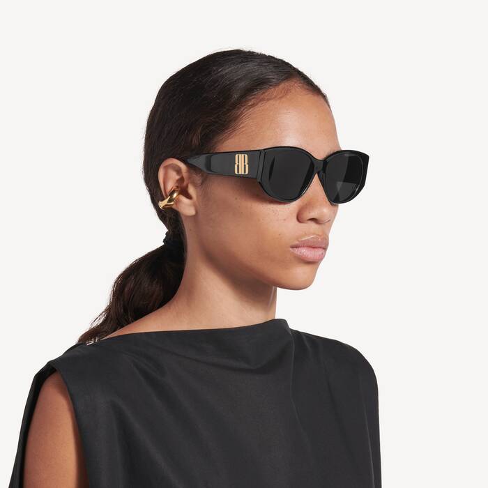 Lunettes De Soleil Nano Round pour Femme en Noir - Femme | Balenciaga Suisse FR - Image 3