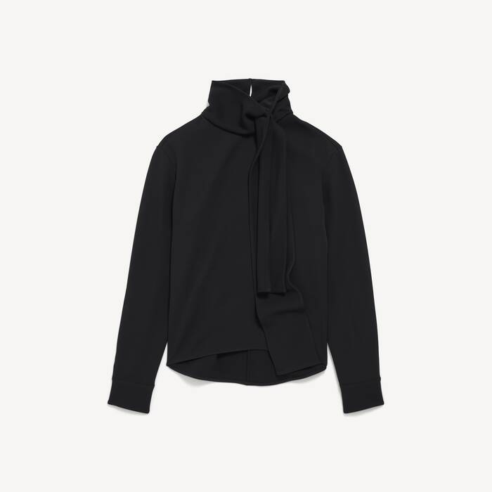 Schalhemd Aus Seidenkrepp  f&uuml;r Damen in Schwarz - Damen | Balenciaga Deutschland DE - Image 2