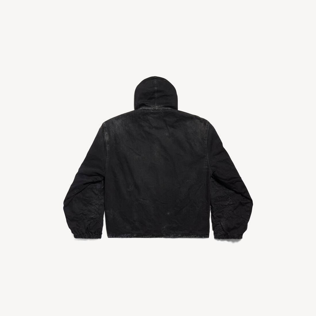 Men's Hooded Workwear Jacket in Black | Balenciaga Estonia EN - Image 2