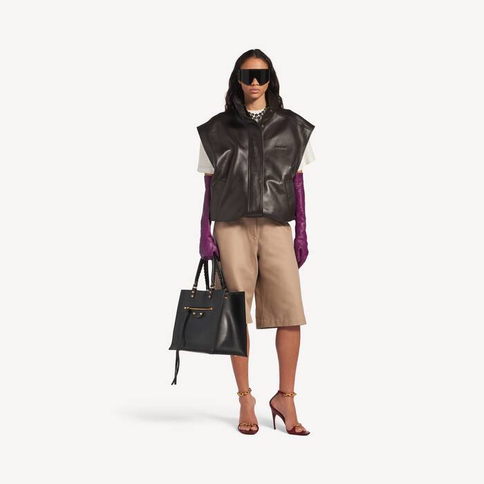 Women's Sleeveless Blouson in Moka - Women | Balenciaga United Kingdom EN - Image 3