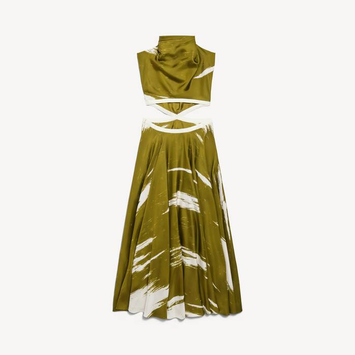 Women's Brush Scratch Cut-out Dress in Khaki - Women | Balenciaga United Kingdom EN - Image 2