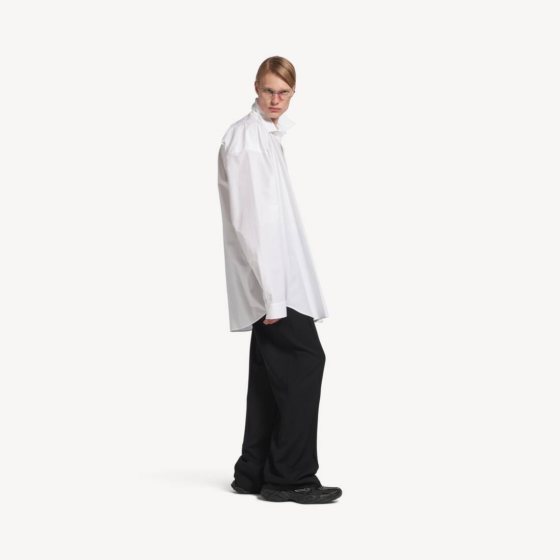 Men's Cocoon Shirt in White | Balenciaga Canada EN - Image 3